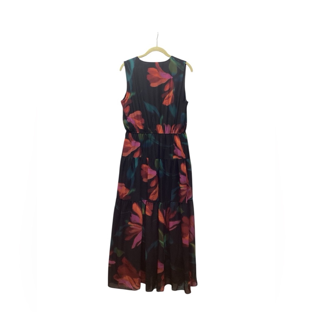 Robbie Bee Empire waist sleeveless Wedding Guest midi dress black floral size 12 - Picture 5 of 13